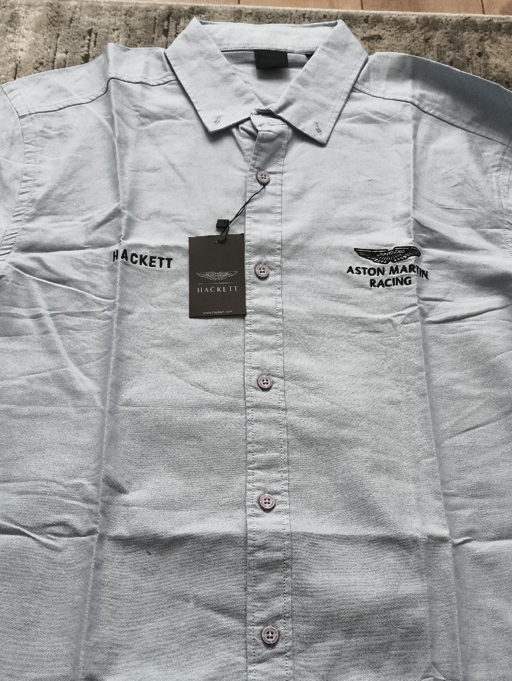 Hackett Light Blue Aston Martin Racing Button-Down Shirt